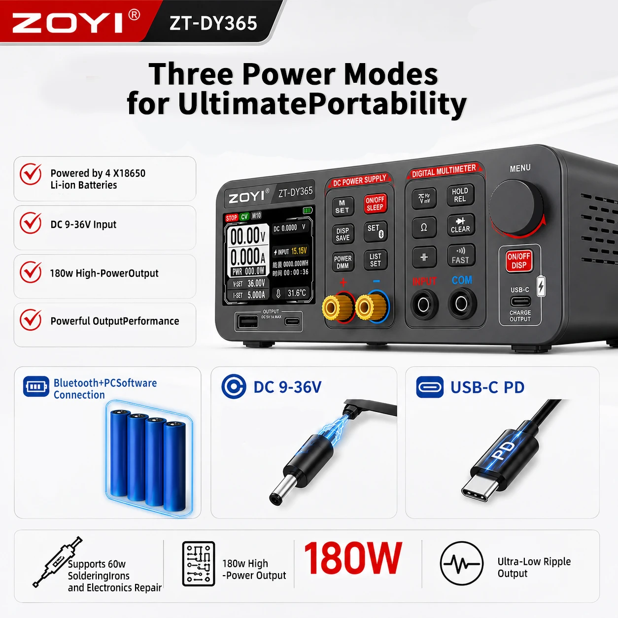 ZOYI DY365 2-in-1 Bench Power  - đánh giá và giá Pc Power Supply